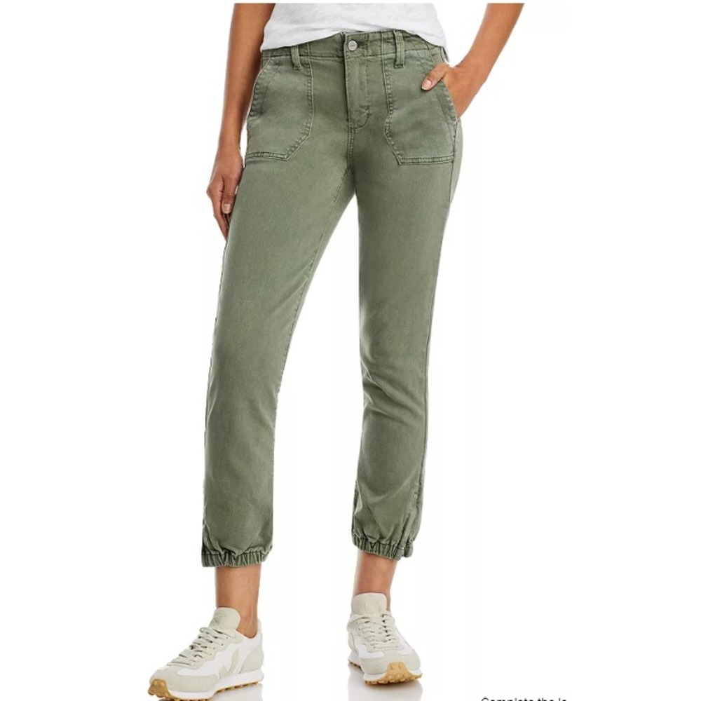 Paige Mayslie Jogger Pants Cropped Utility Ankle Zip Olive Green 29